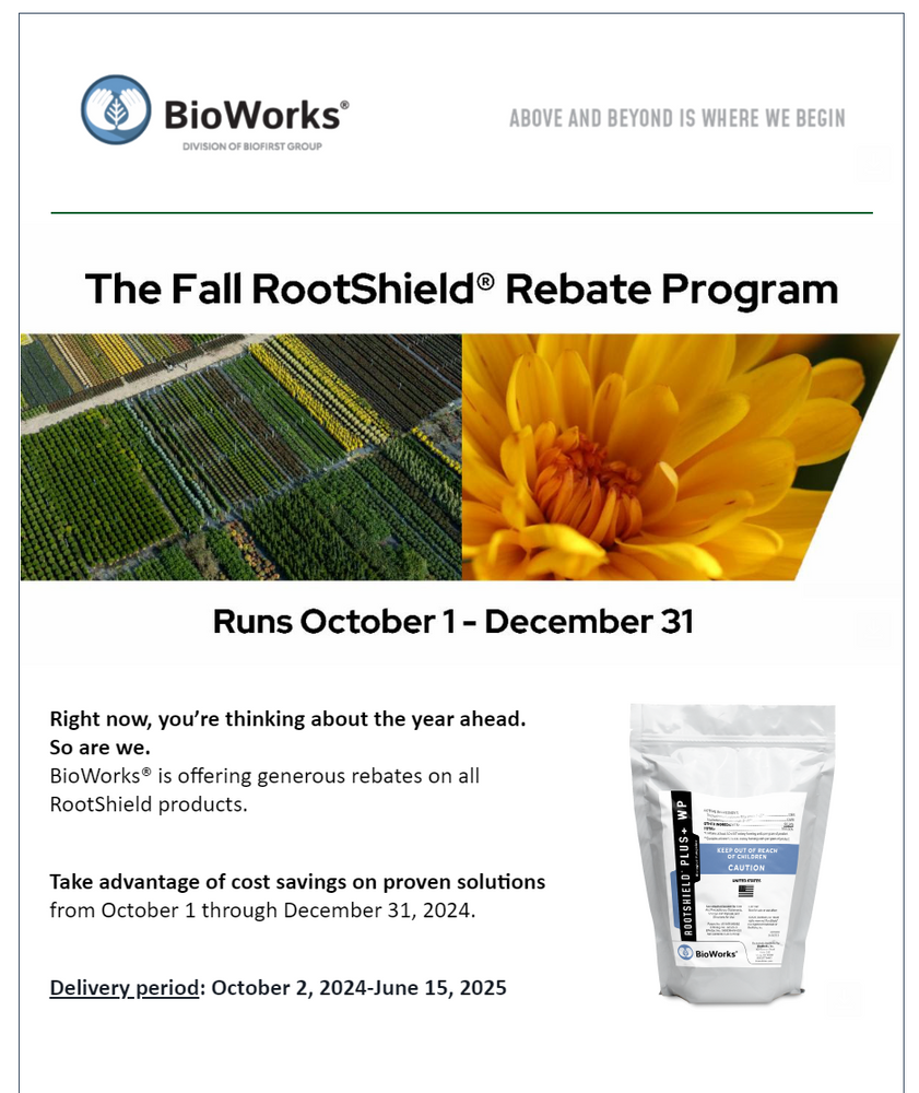 RootShield® Fall Rebate Promotion: Save on RootShield and RootShield PLUS+ Biological Fungicides